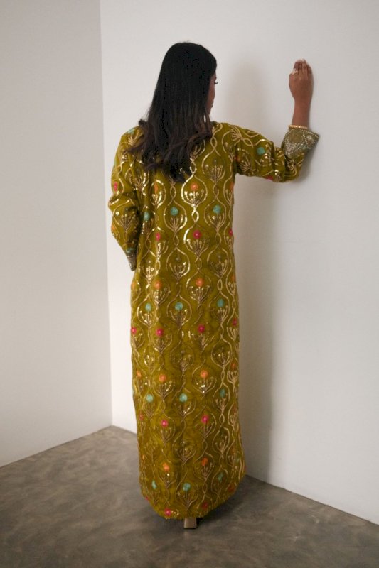 GREEN EMBROIDERY JALABIYA