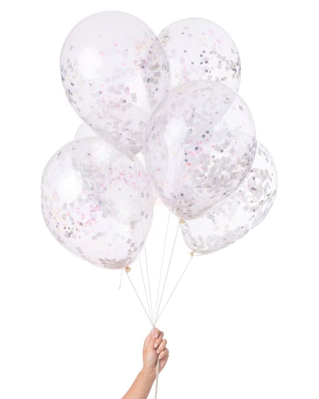 White Iridescent - Pre-filled Confetti Balloons