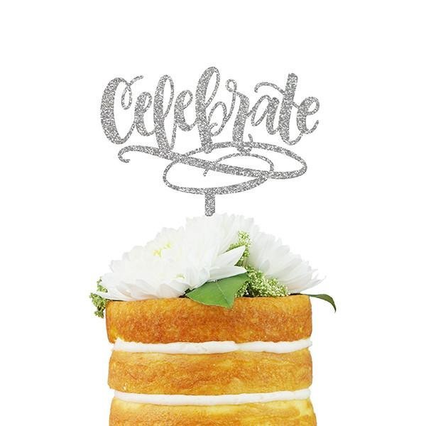 Silver Glitter - Celebrate Topper