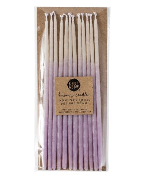Violet Ombre Tall Beeswax Party Candles