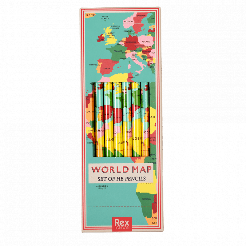 HB pencils (pack of 6) - World Map