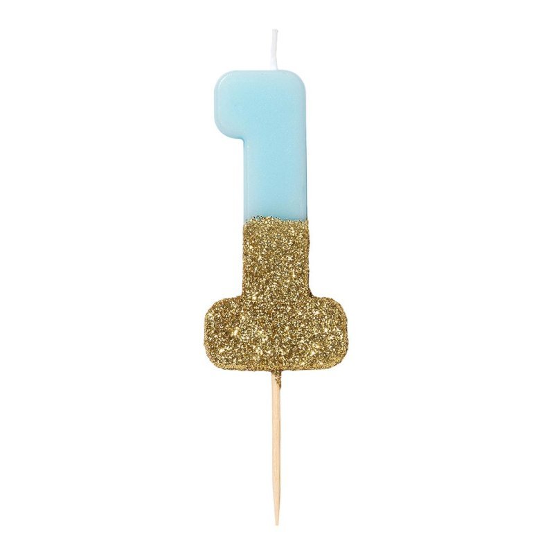 Blue Glitter Candle 1