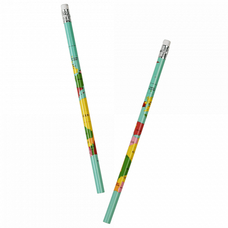 HB pencils (pack of 6) - World Map