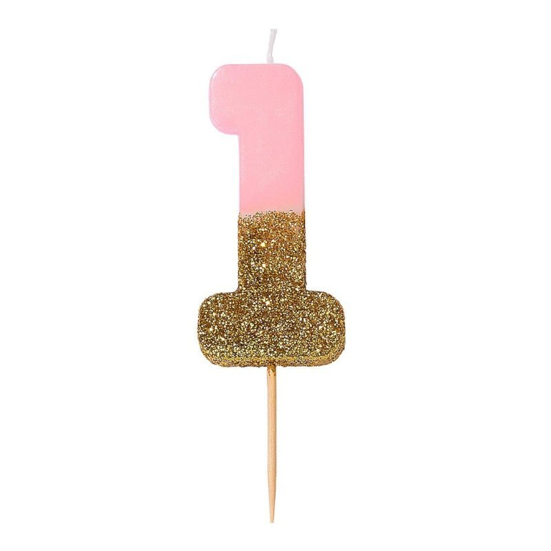 Pink Glitter Candle 1