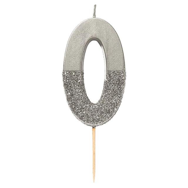 Silver Glitter Candle 0