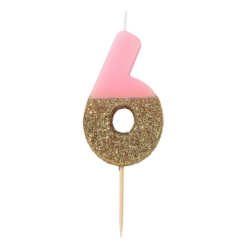 Pink Glitter Candle 6