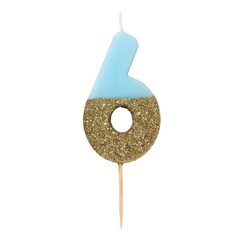 Blue Glitter Candle 6