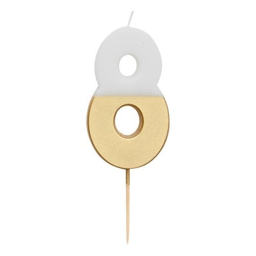 Gold and White  Candle 8