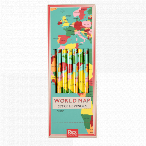 HB pencils (pack of 6) - World Map