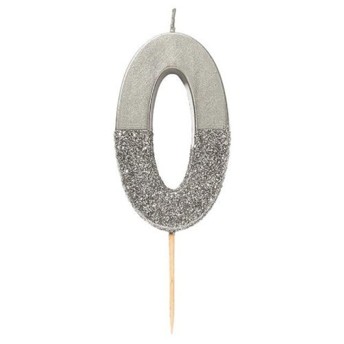 Silver Glitter Candle 0