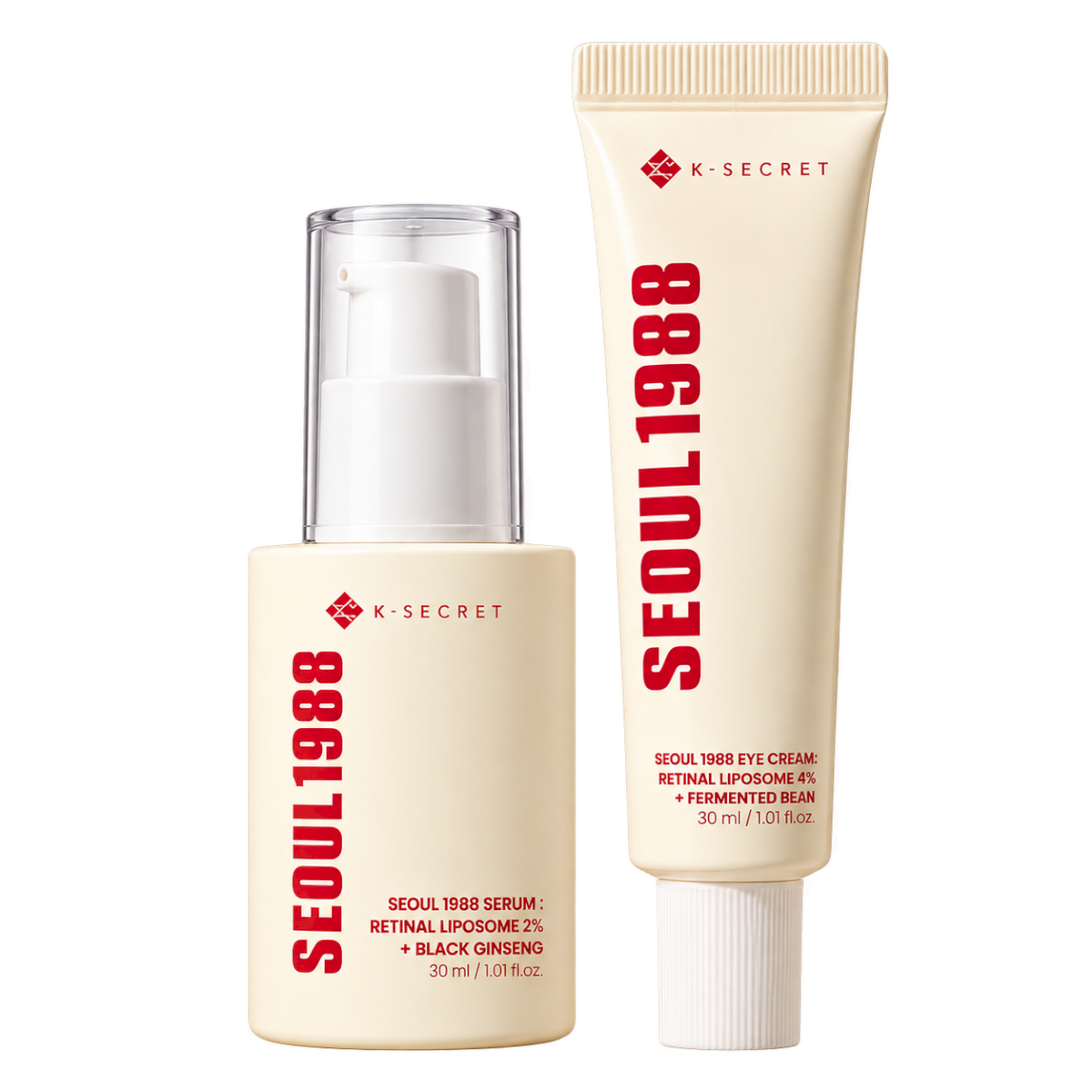 Eye Cream : Retinal Liposome 4% + Fermented Bean +  Retinal Liposome 2% + Black Ginseng Serum