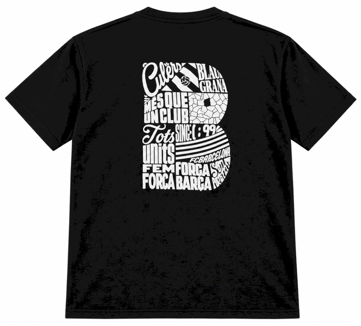 FC Barcelona Black T-Shirt - B-Legacy Edition - 100% Cotton