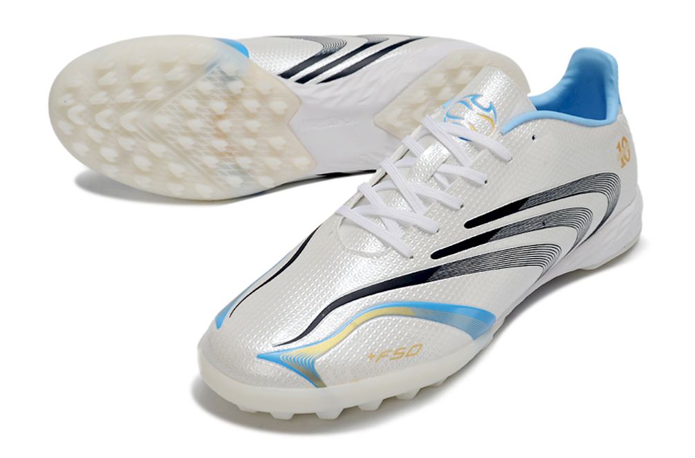 Leo Messi x Adidas F50 Tunit Elite TF - White / Sky Blue / Black