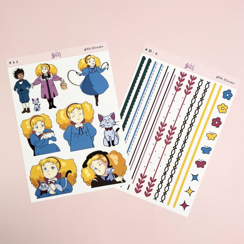 مجموعة ملصقات البنات مع التزيين