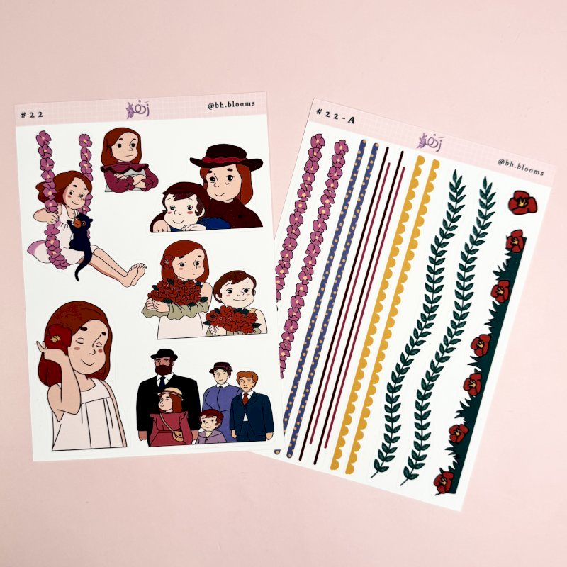 مجموعة ملصقات البنات مع التزيين