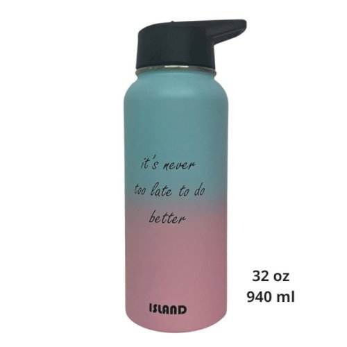 Green and Pink Water Bottle ( It's Never to Late ) 940 ml