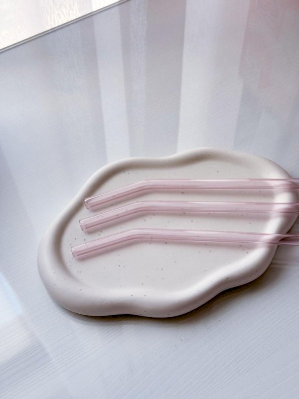 Pink glass straw