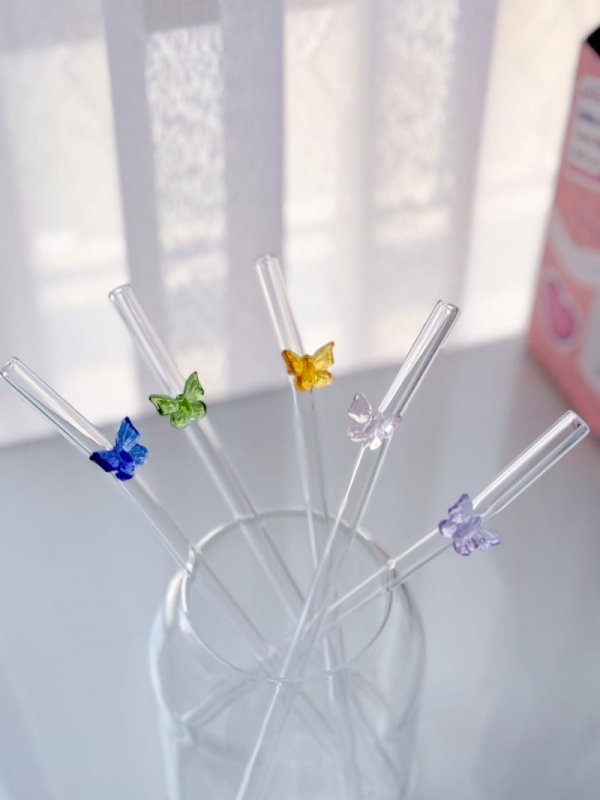 Butterfly Glass straw