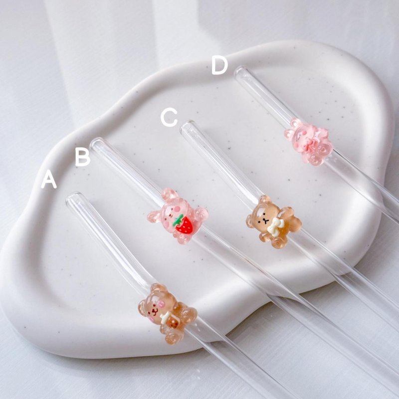 Glass straw (bears)