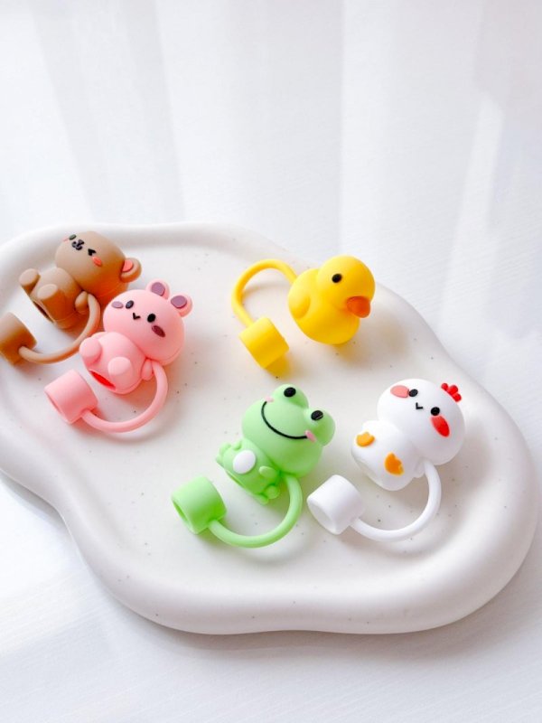 Silicone Straw Cap (Animal)