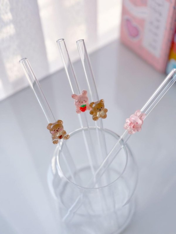 Glass straw (bears)