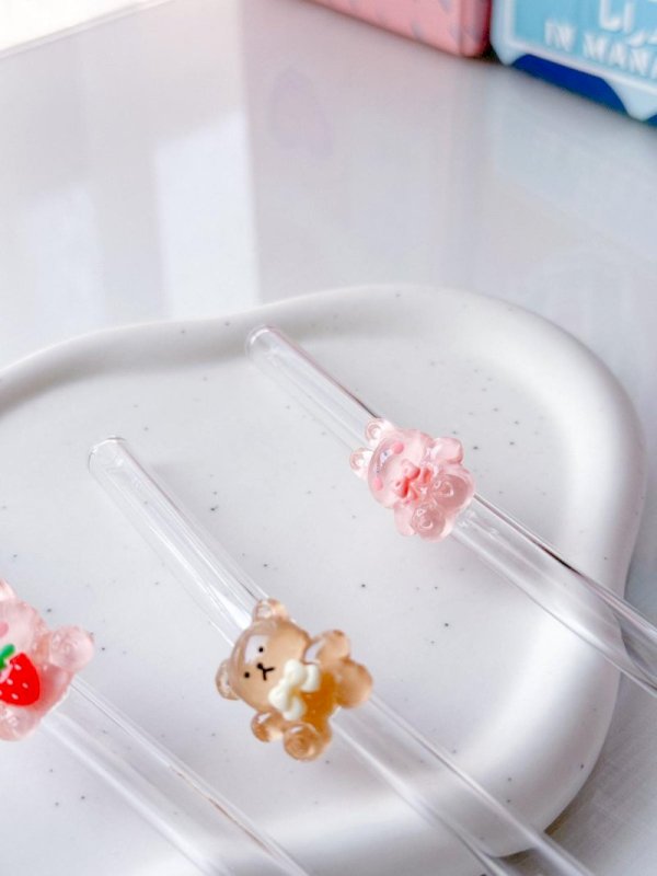 Glass straw (bears)