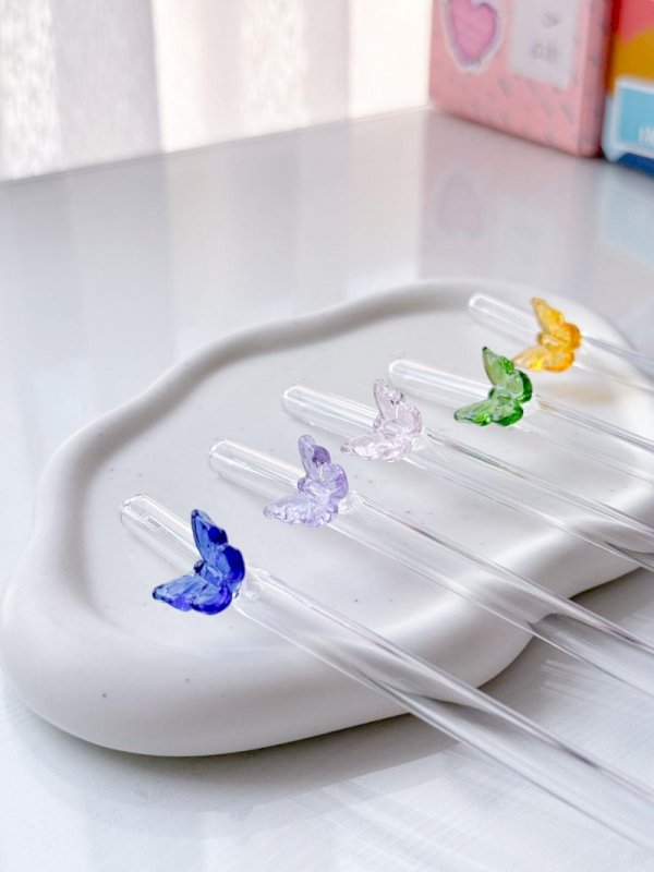 Butterfly Glass straw