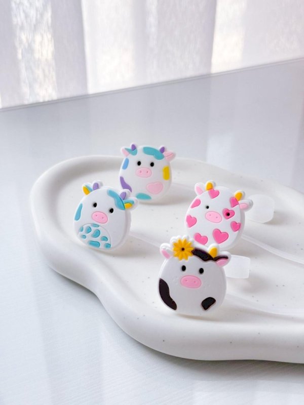 Silicone Straw Cap (Cow)