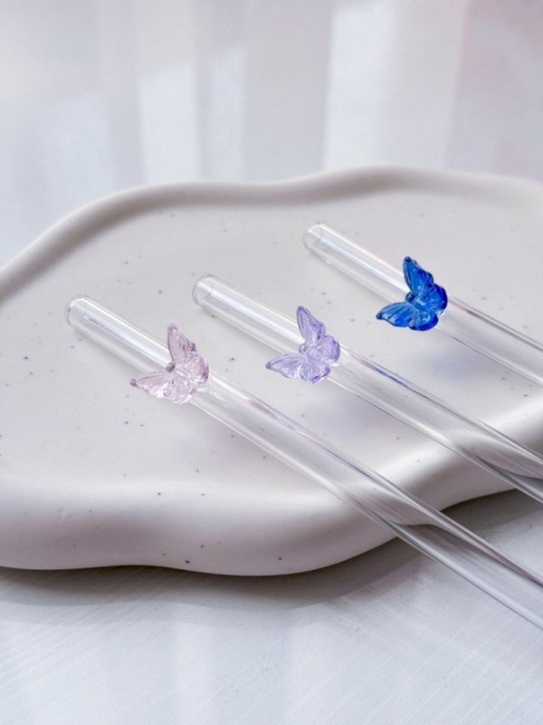 Butterfly Glass straw