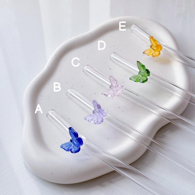 Butterfly Glass straw