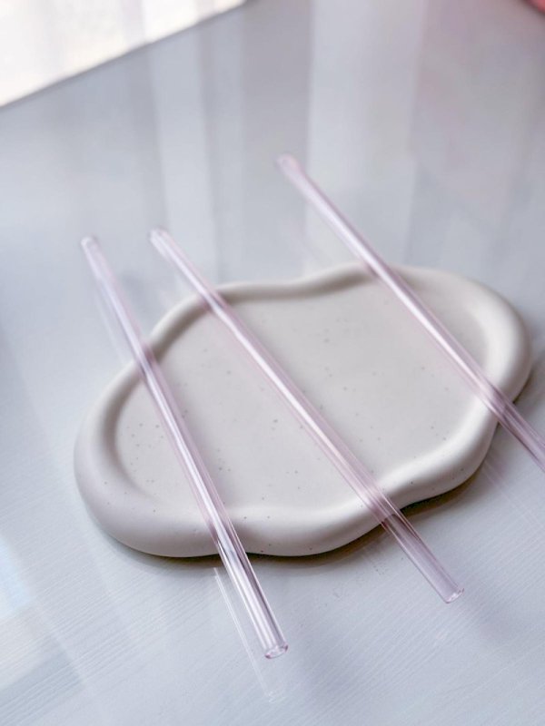 Pink glass straw