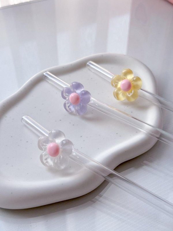 Glass straw (Flowers)