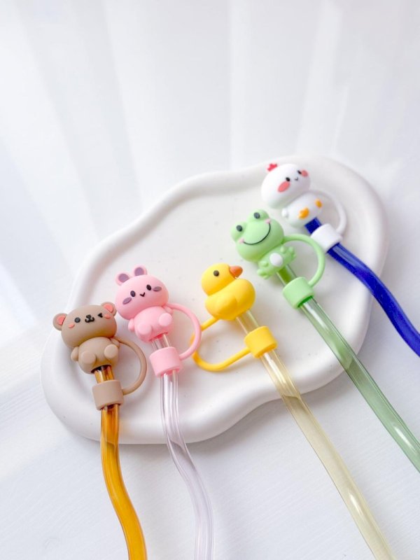 Silicone Straw Cap (Animal)