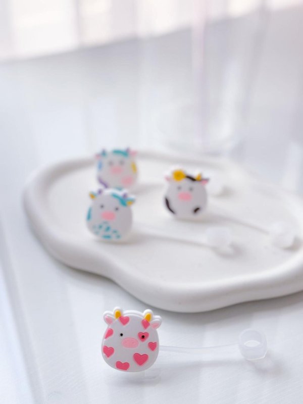 Silicone Straw Cap (Cow)
