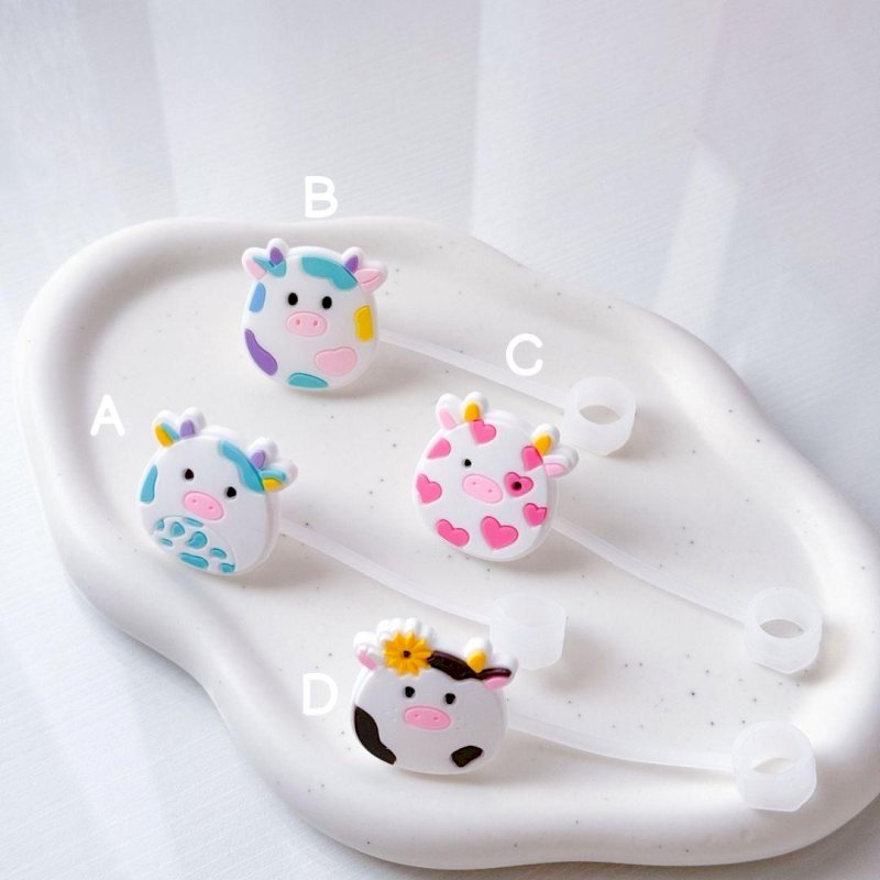 Silicone Straw Cap (Cow)