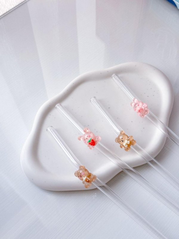 Glass straw (bears)