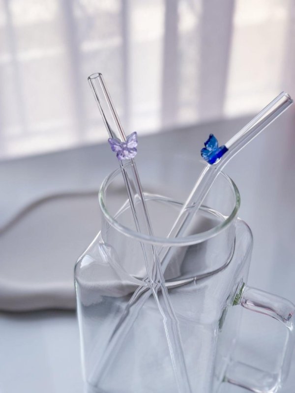 Butterfly Glass straw
