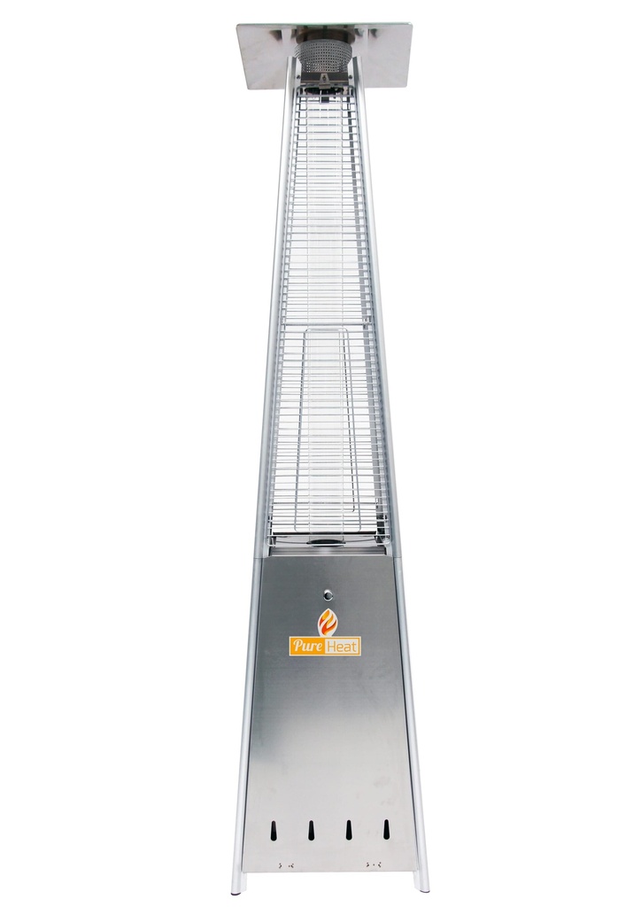 PureHeat Pyramid Style Gas Patio Heater In Stainless Steel with wheels