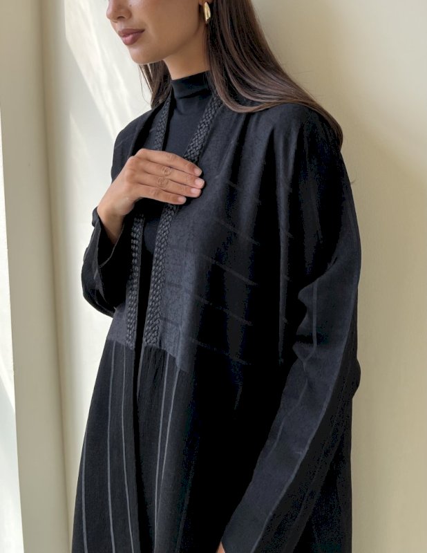 Black striped braided cloak