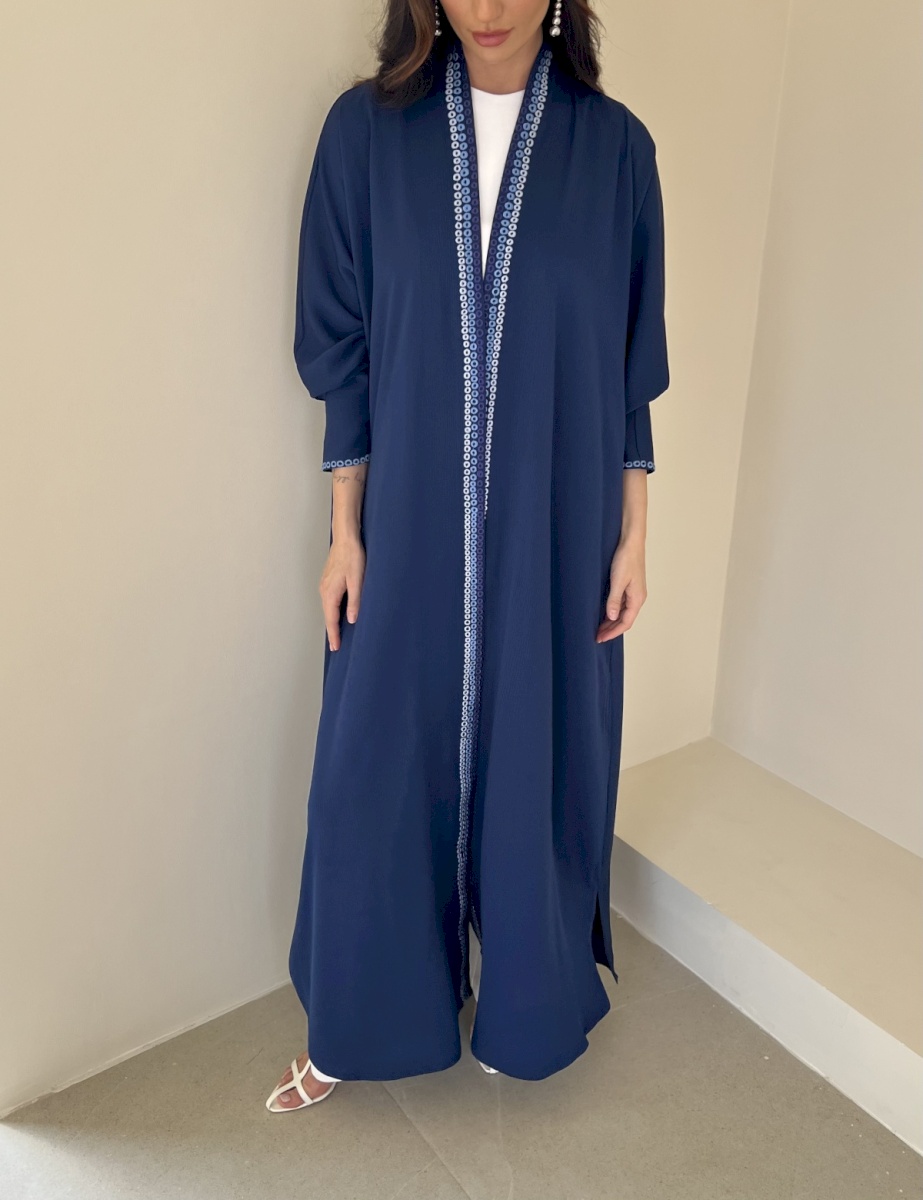 Navy blue bubbles crepe cloak