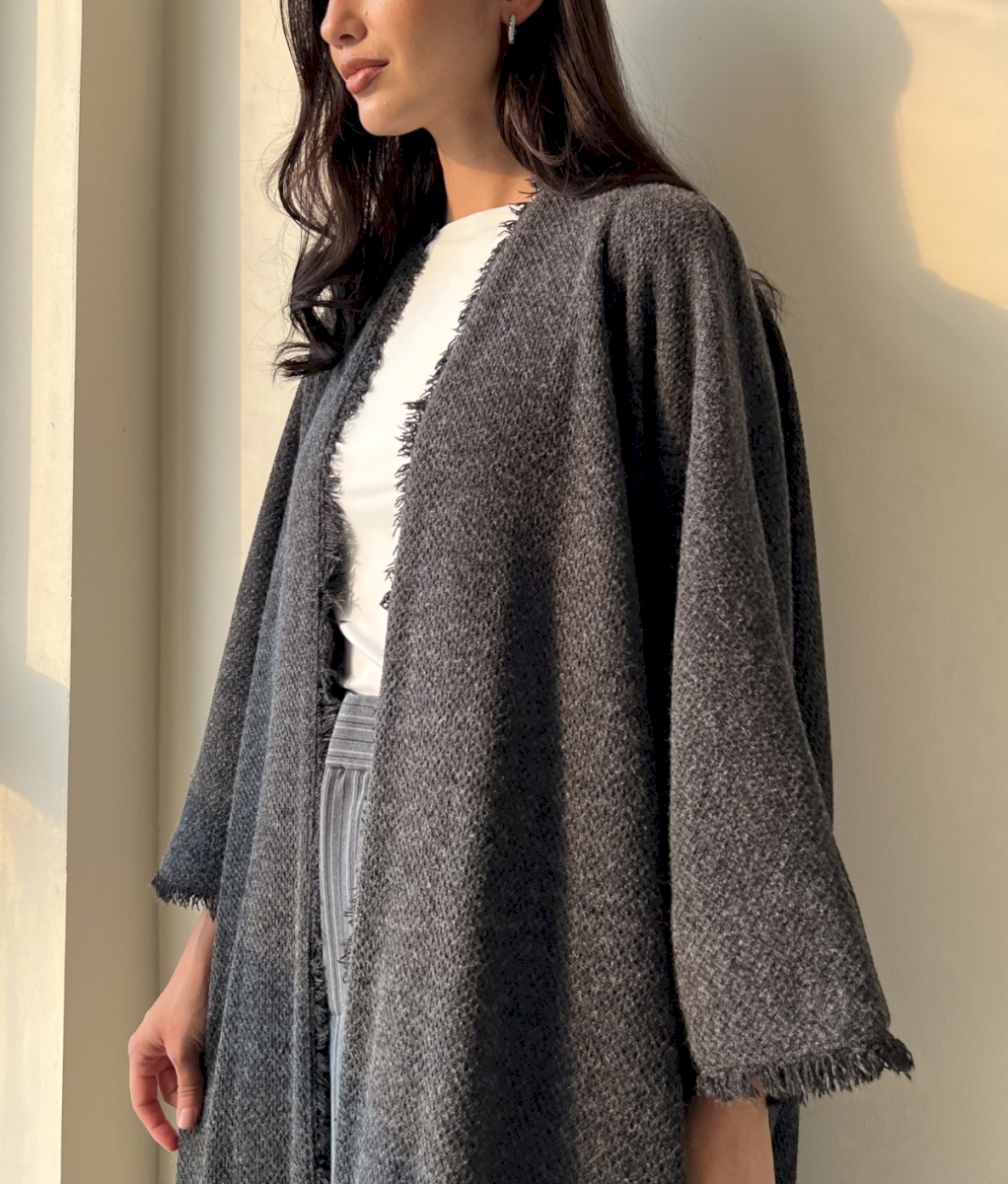 Charcoal frayed edge cloak
