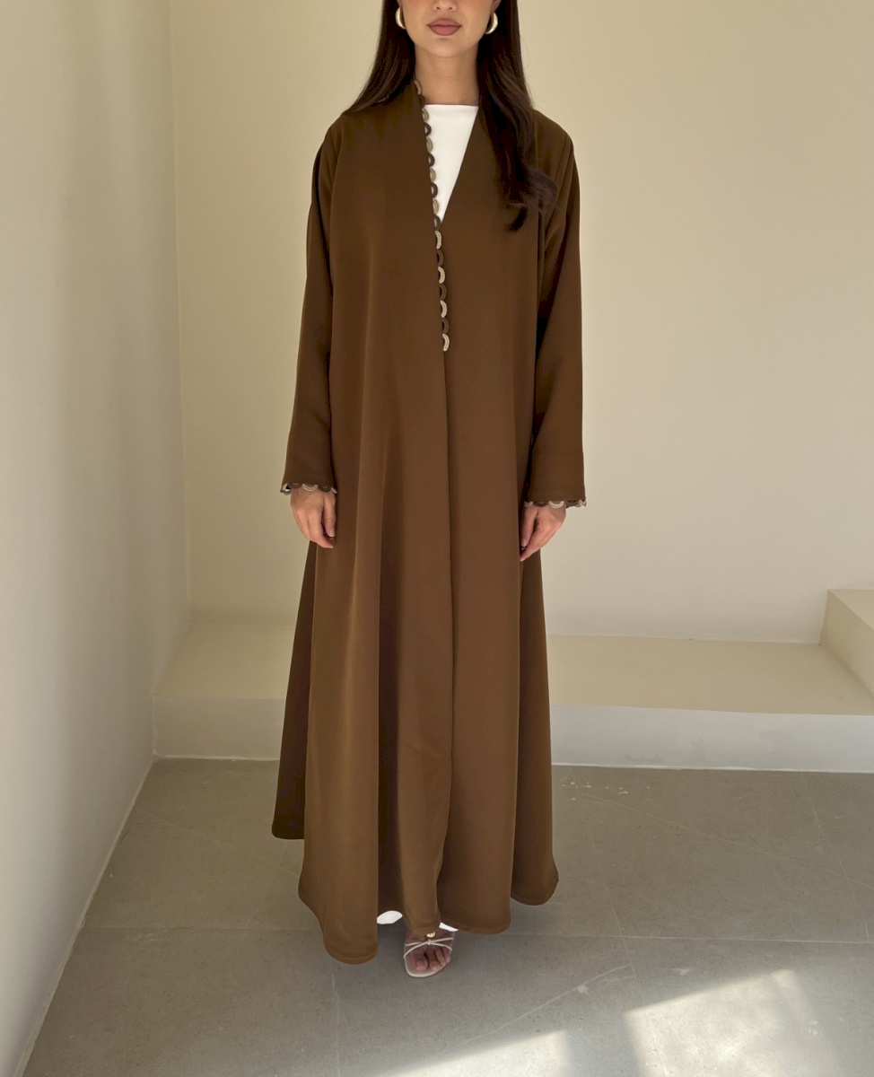 Olive brown two tone scallop cloak