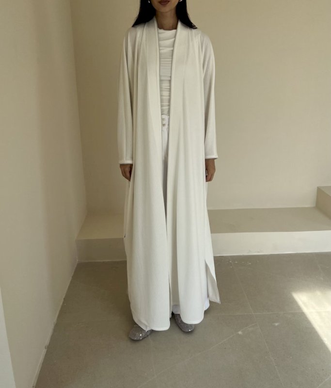 Ivory ribbed cotton cloak