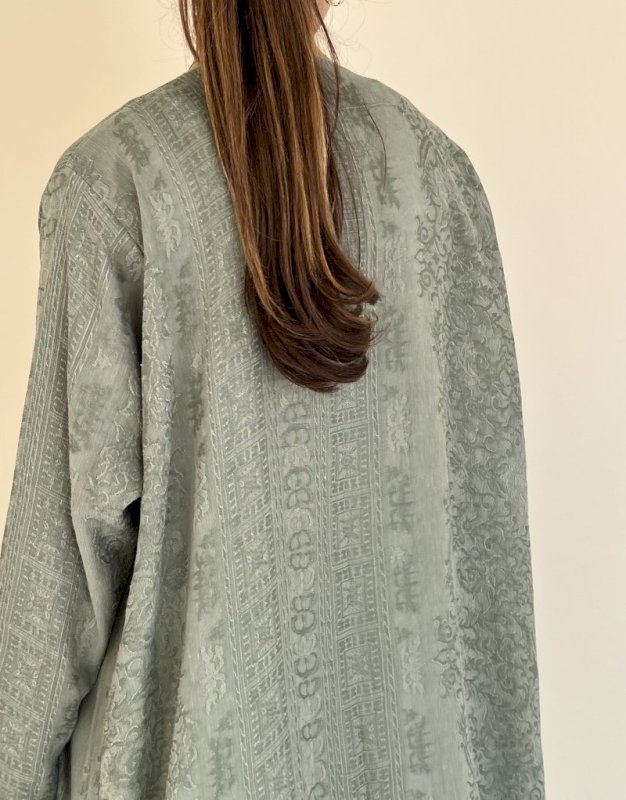 Green weave linen cloak