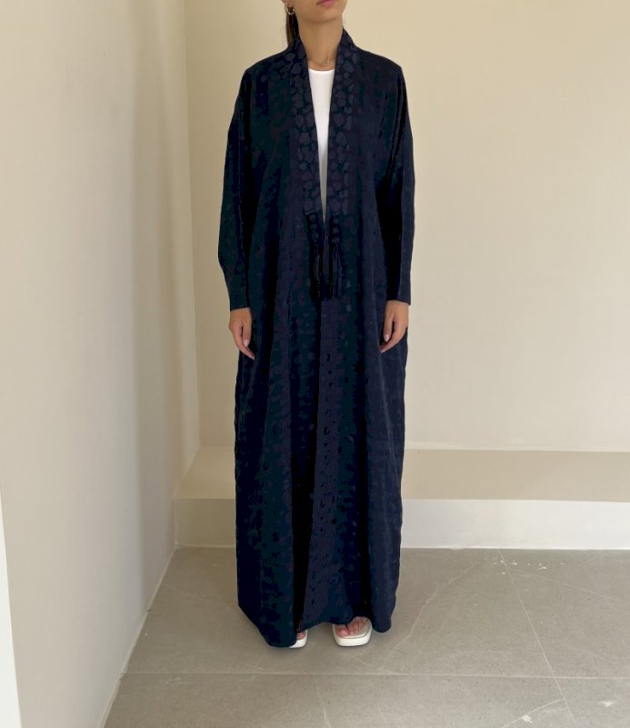 Blue silk jacquard cloak