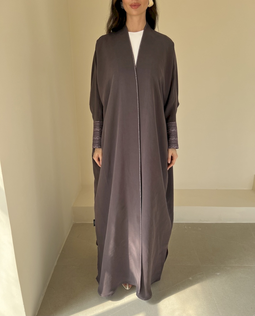 Mauve woven cuff cloak