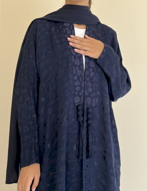 Blue silk jacquard cloak