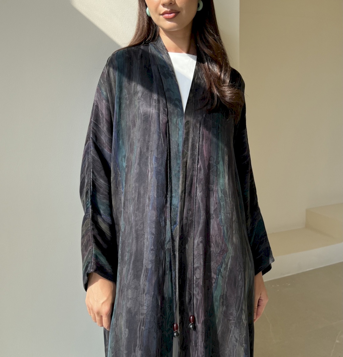 Black beads silk jacquard