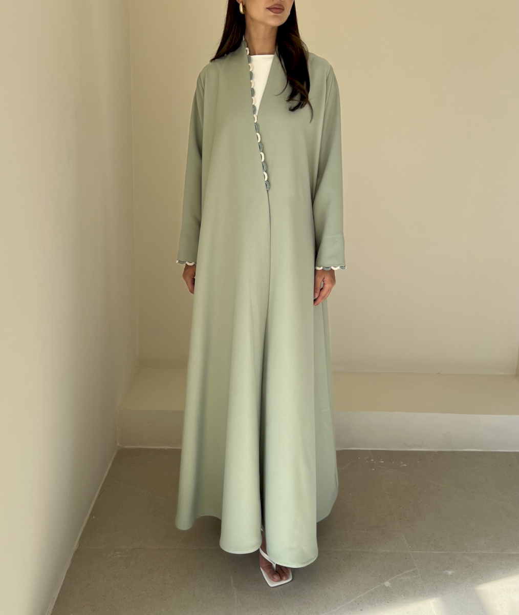 Olive brown two tone scallop cloak
