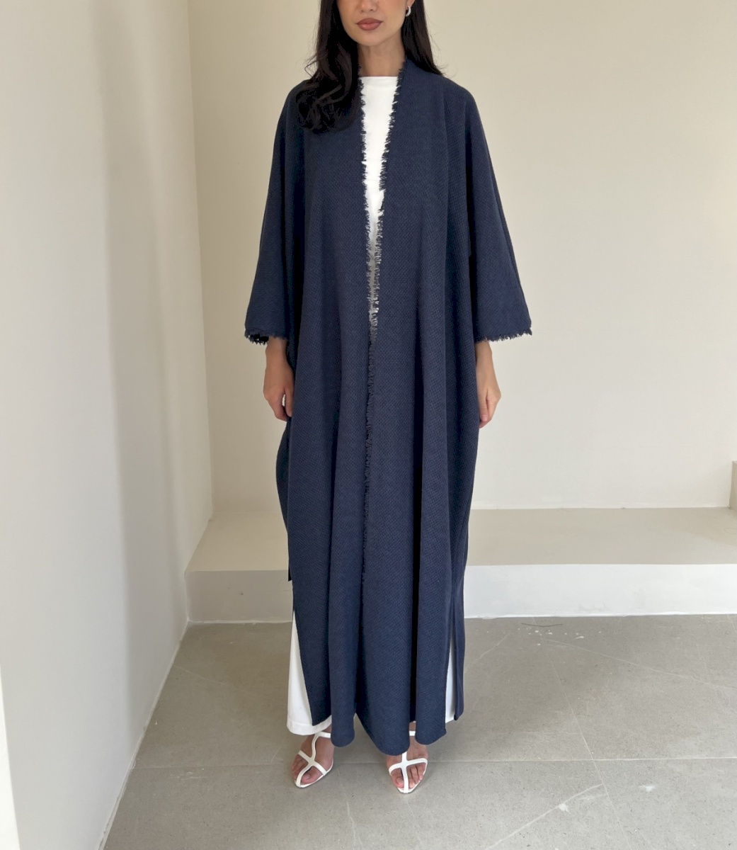 Navy frayed edge cloak